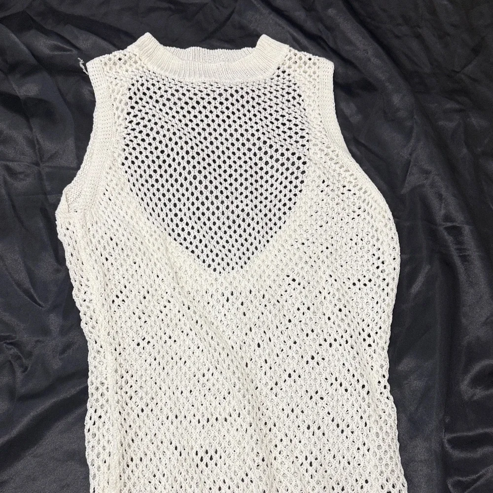 White Knit Swim Cover-Up Dress - Picture 3 of 6